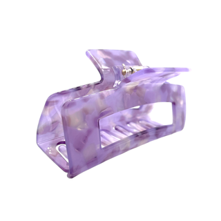 Large Rectangle Hair Clip-Purple/White