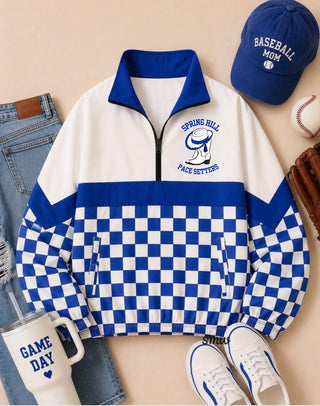 Spring Hill Pace SettersOn the Go Pullover- Blue & white checkered