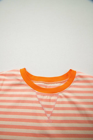 Plus Size Stripe T-Shirt & Shorts Set: Pink Stripe