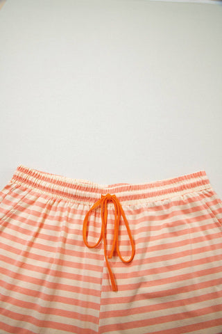 Plus Size Stripe T-Shirt & Shorts Set: Pink Stripe