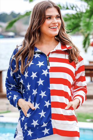 PREORDER- Stars and Stripes Quarter Zip Pullover