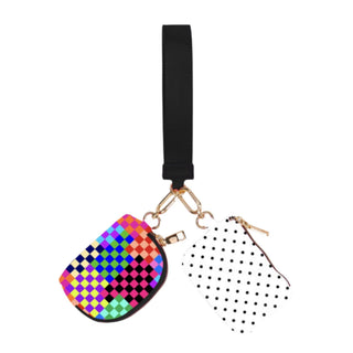 PREORDER--Double Pouch Wristlet- Check Me Out/Polka Dot