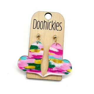 Bright Strokes Lil' Swoopy Hearts Collection - Valentines Earrings: Pink Dalmatian