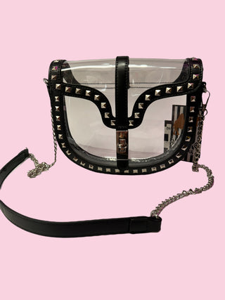 Studded clear purse