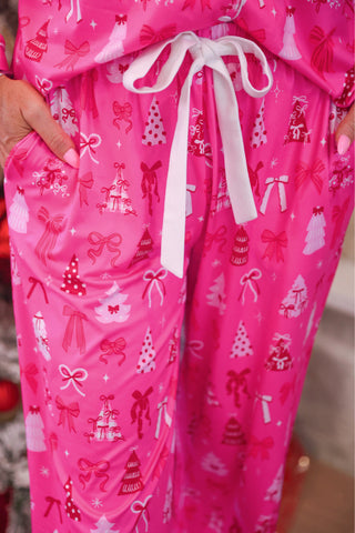 PREORDER- Pretty Pink Christmas Ruffle Pajama Set