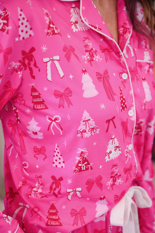 PREORDER- Pretty Pink Christmas Ruffle Pajama Set