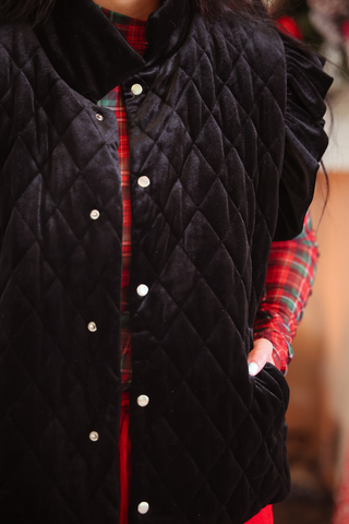 PREORDER- Velvet Quilted Vest- Black