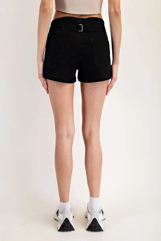 EE Some Black denim shorts