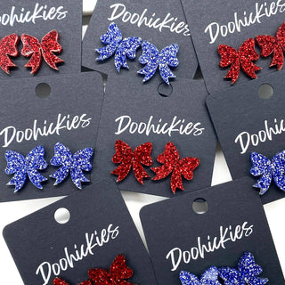 Freedom Sparkle Bow Studs - Patriotic Earrings