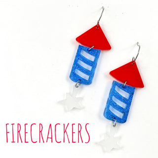 Bang Acrylic Firecracker - Patriotic Earrings