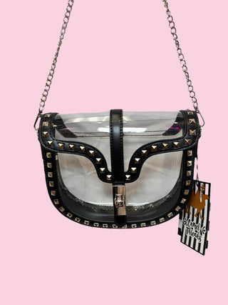 Studded clear purse