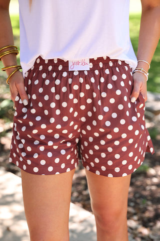 PREORDER- Easy Win Polka Dot Boxer Shorts- Maroon
