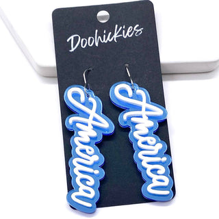 Layered America Acrylics- Patriotic Earrings 2.25"