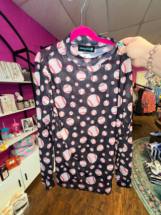 Black Baseball Mesh Top