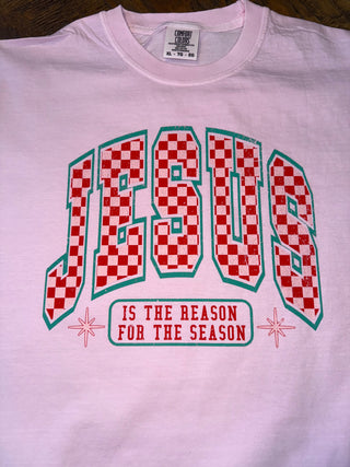 Checkered Jesus is the Reason graphic tee