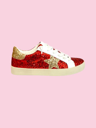 Red glitter star sneakers