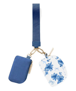 PREORDER- Double Pouch Wristlet- Blue Blossom
