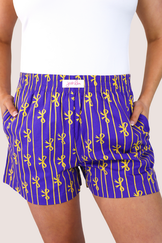 Bows And Goals Boxer Shorts, Purple/Yellow