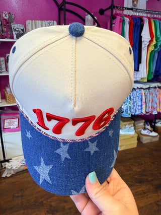 1776 Embroidered Hat with Denim Star Brim