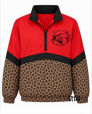 Carthage Bulldogs On the Go Pullover- Leopard & leopard with bulldog face logo