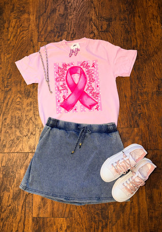 In October We Wear Pink Breast Cancer Awareness Graphic Tee, Blossom Pink