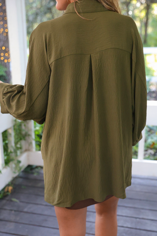Sloane Button Up Top- Olive