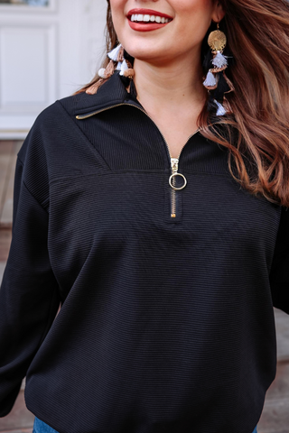 Levi Ribbed Quarter Zip Pullover