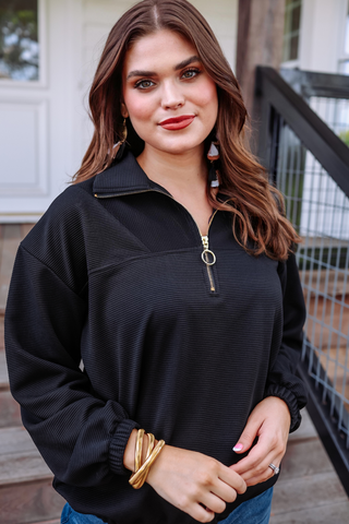 Levi Ribbed Quarter Zip Pullover