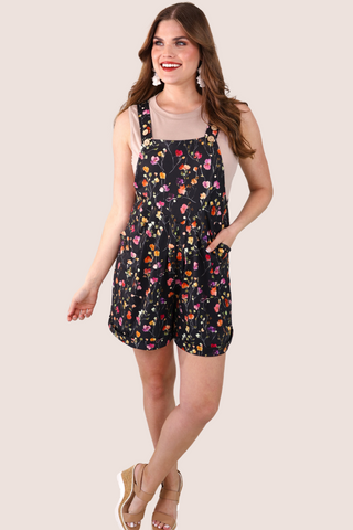 Everyday Overall Shorts, Happy Blooms