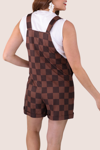 Everyday Overall Shorts, Chocolate Checkered