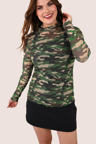 Keigan Mesh Top- Green Camo