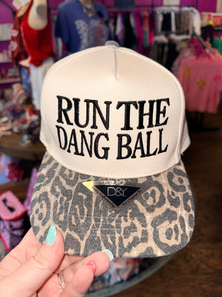 Run the Dang Ball Embroidered Hat, Leopard Brim