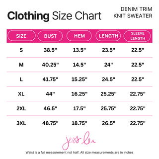 PREORDER- Denim Trim Knit Sweater- Chocolate