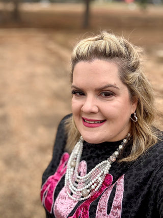 XOXO sequin black leopard tee