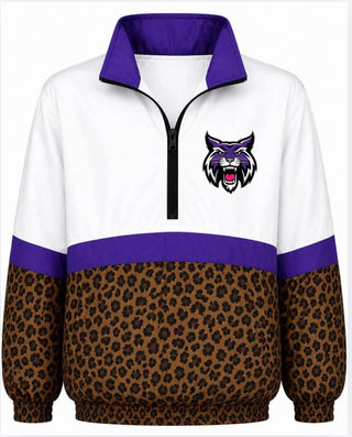 Hallsville On the Go Pullover- Leopard with Bobcat face logo