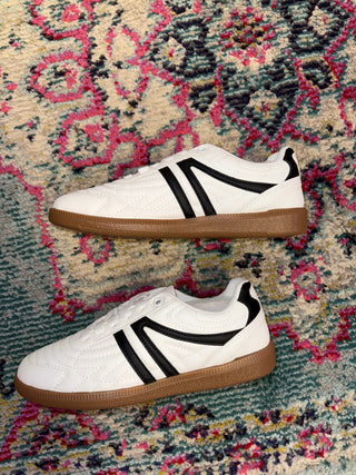 White w/black accent sneakers