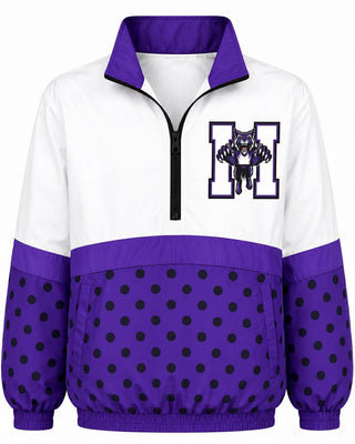 Hallsville On the Go Pullover- Polka Dot with H & Bobcat face logo
