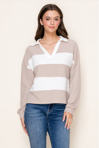 Tres Bien Striped Waffle Knit Top