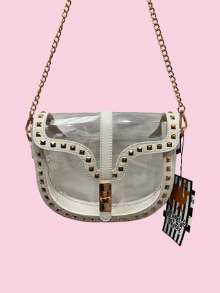Studded clear purse