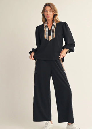 Jodifl Black with plaid contrast top