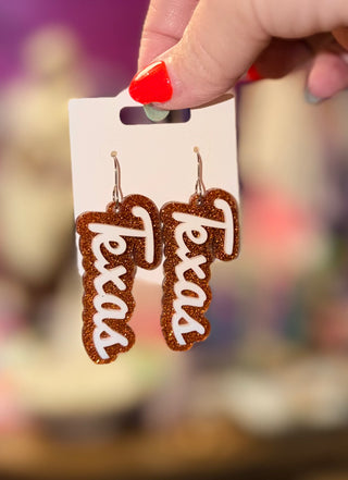 Texas Earrings- burnt orange