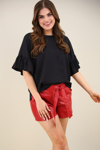 Rebecca Ruffle Sleeve Top-pink