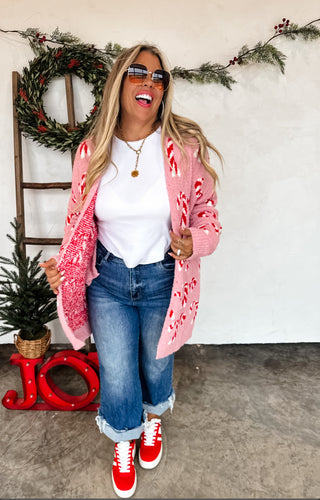 Christmas Cloud Cardigan- Candy Canes