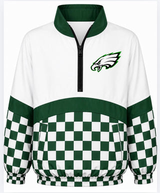 Tatum Eagles On the Go Pullover- Green checkered with Eagle logo