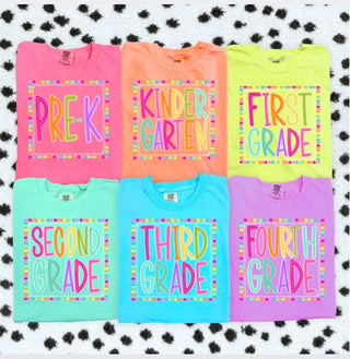 Grade Level framed graphic tees
