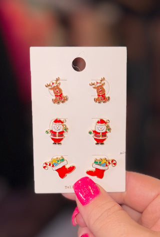 Christmas studs- set of 3 pair earrings