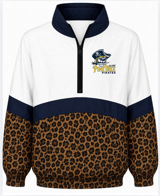 Pine Tree Pirates On the Go Pullover- Leopard with PT pirate logo