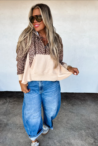 PREORDER- Blakely The Hunter half zip leopard pullover