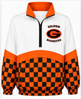 Gilmer Buckeyes On the Go Pullover- Checkered & white