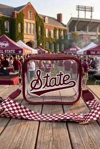 Mississippi State clear Maroon crossbody bag